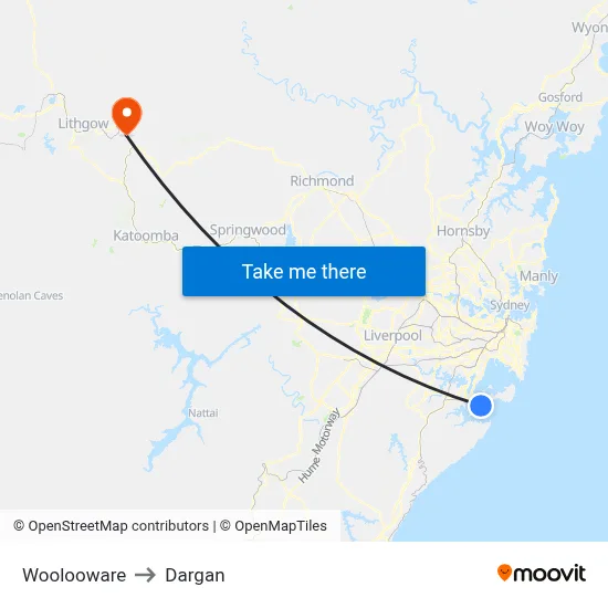 Woolooware to Dargan map