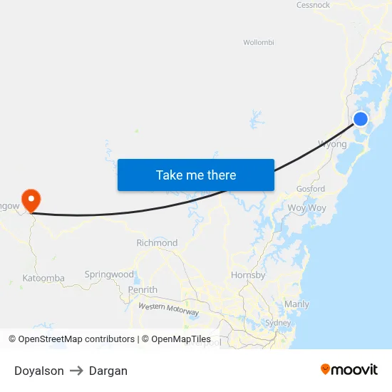 Doyalson to Dargan map