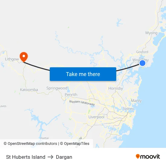 St Huberts Island to Dargan map