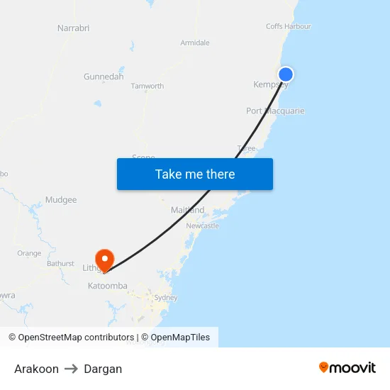 Arakoon to Dargan map