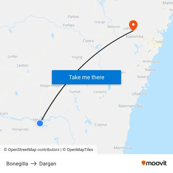 Bonegilla to Dargan map