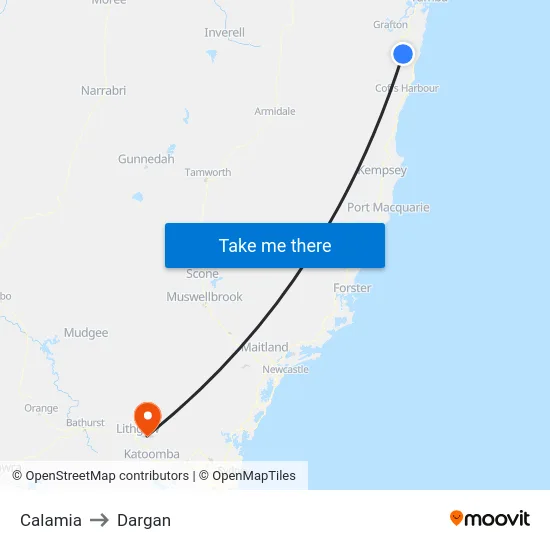 Calamia to Dargan map