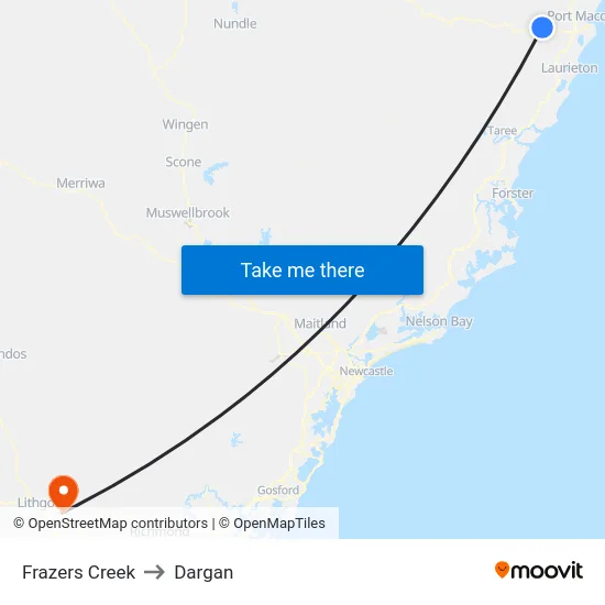 Frazers Creek to Dargan map