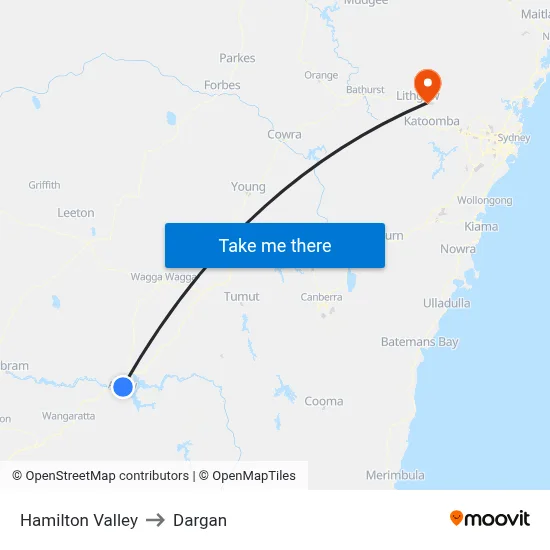 Hamilton Valley to Dargan map