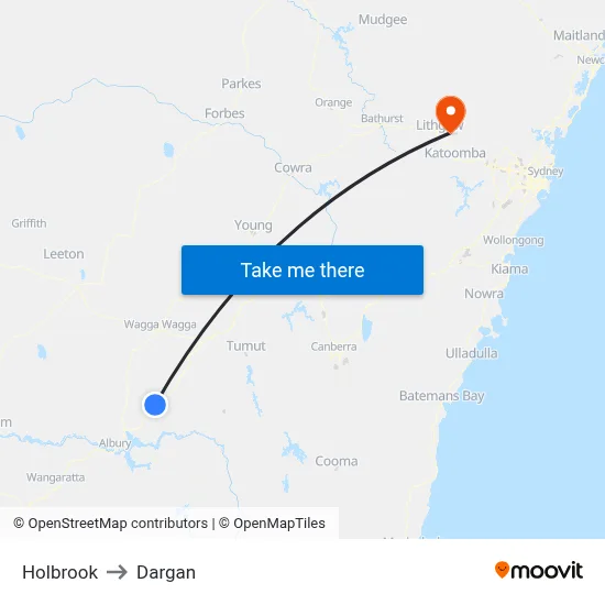 Holbrook to Dargan map
