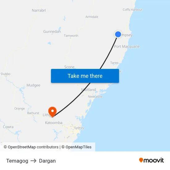 Temagog to Dargan map