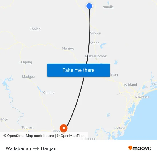 Wallabadah to Dargan map