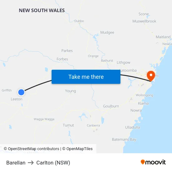 Barellan to Carlton (NSW) map