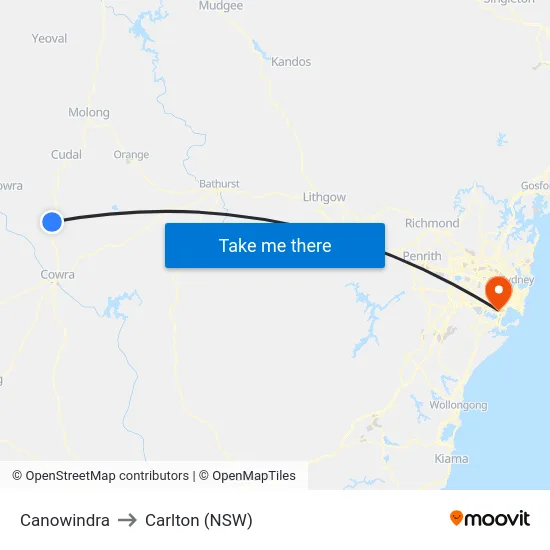 Canowindra to Carlton (NSW) map
