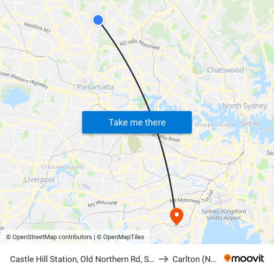 Castle Hill Station, Old Northern Rd, Stand C to Carlton (NSW) map