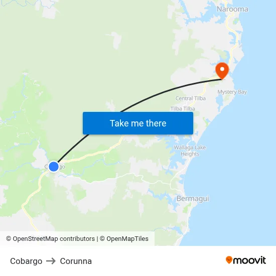 Cobargo to Corunna map