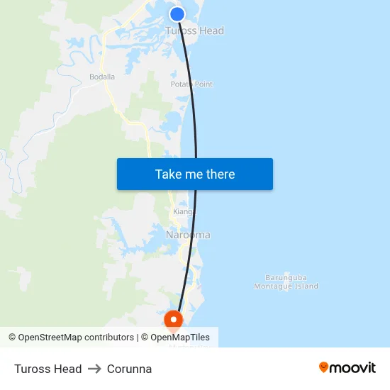 Tuross Head to Corunna map