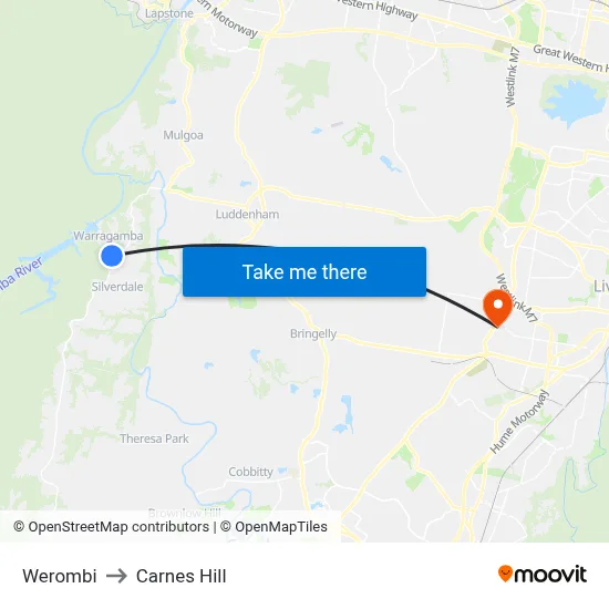 Werombi to Carnes Hill map