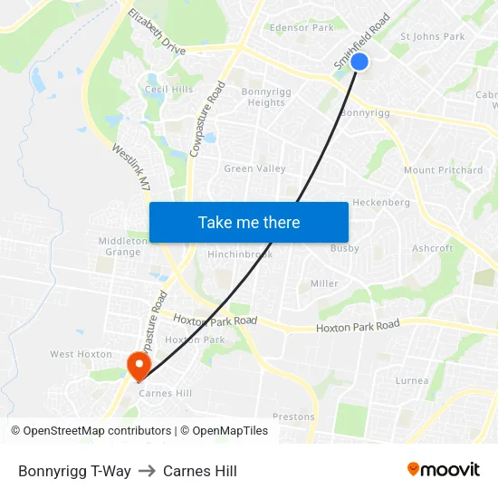 Bonnyrigg T-Way to Carnes Hill map