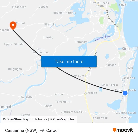 Casuarina (NSW) to Carool map