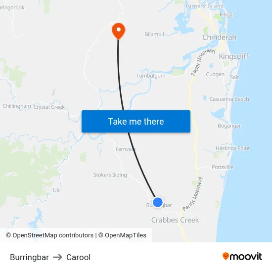 Burringbar to Carool map