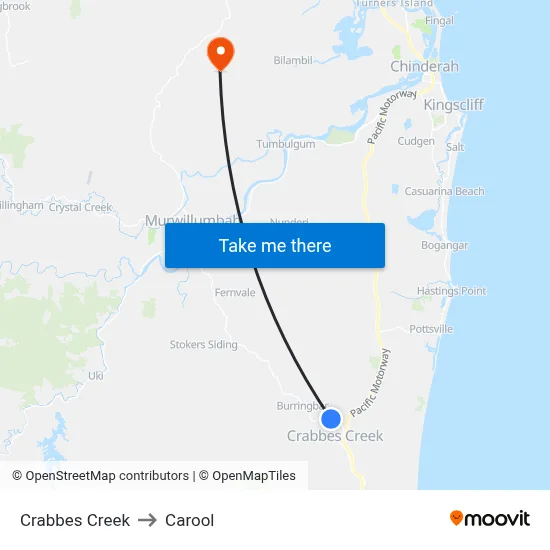 Crabbes Creek to Carool map