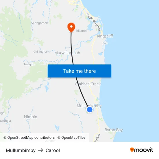 Mullumbimby to Carool map