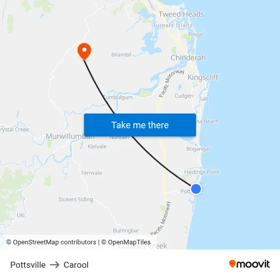 Pottsville to Carool map