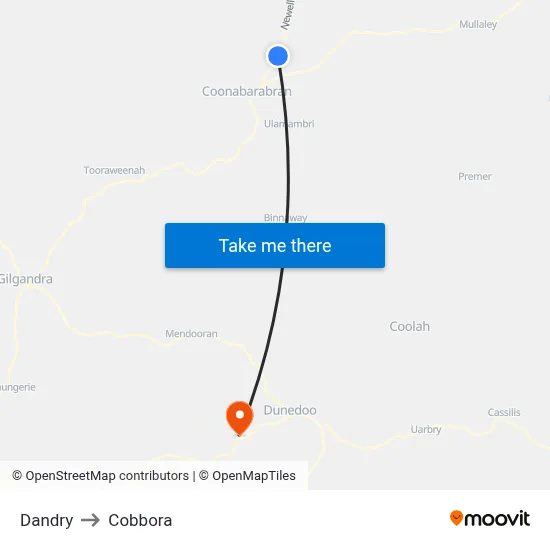 Dandry to Cobbora map