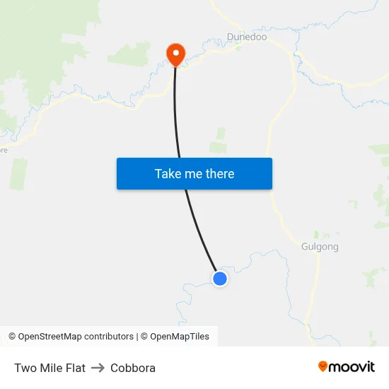 Two Mile Flat to Cobbora map