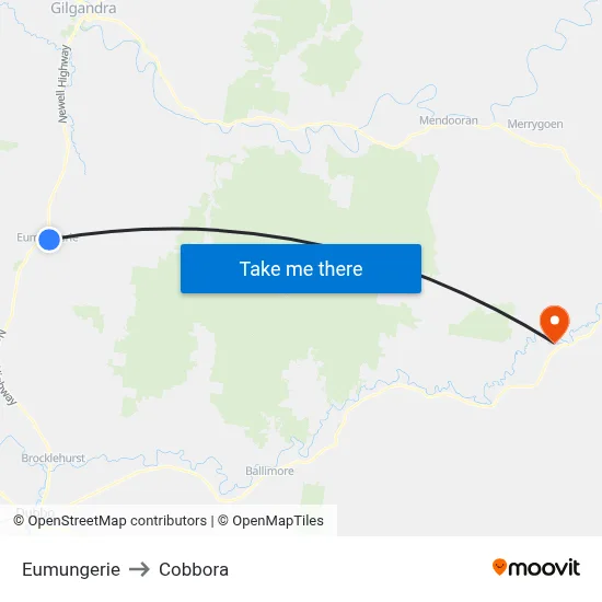 Eumungerie to Cobbora map