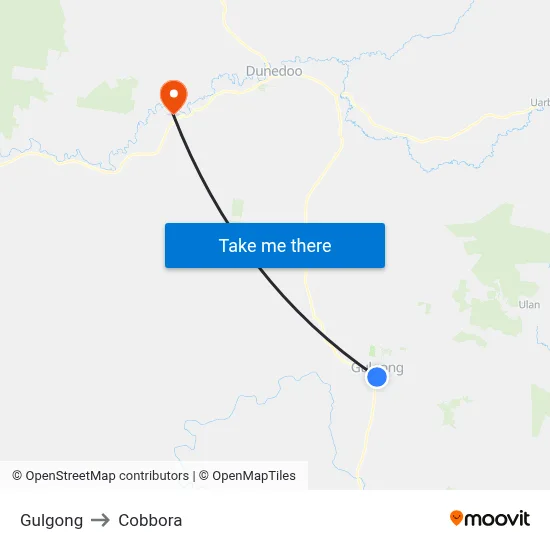 Gulgong to Cobbora map