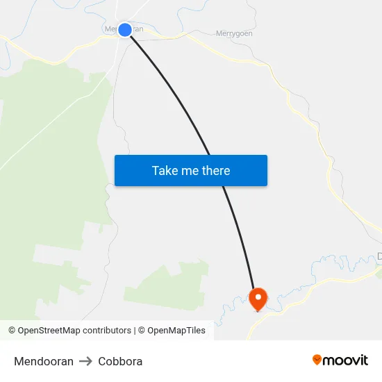 Mendooran to Cobbora map