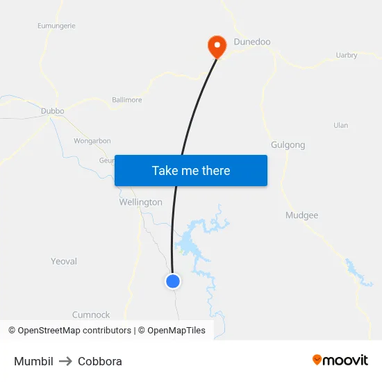 Mumbil to Cobbora map