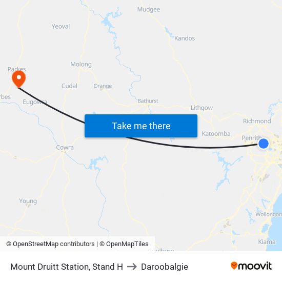 Mount Druitt Station, Stand H to Daroobalgie map