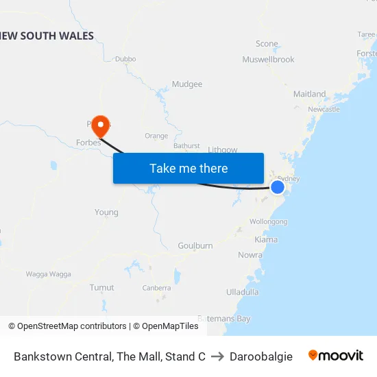 Bankstown Central, The Mall, Stand C to Daroobalgie map