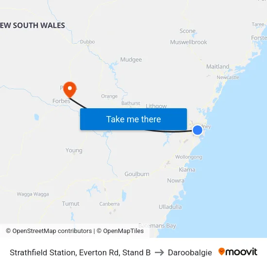 Strathfield Station, Everton Rd, Stand B to Daroobalgie map