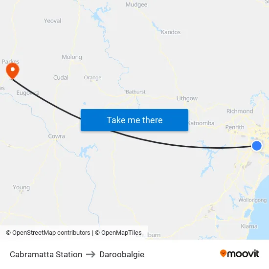 Cabramatta Station to Daroobalgie map