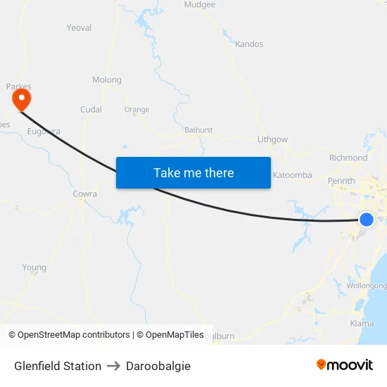 Glenfield Station to Daroobalgie map