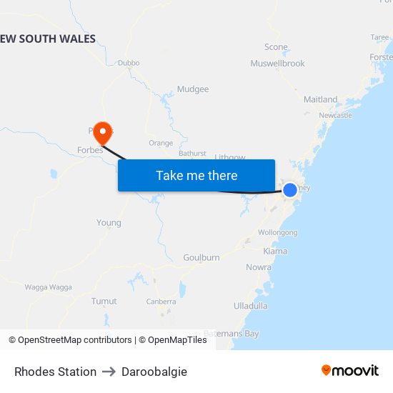Rhodes Station to Daroobalgie map