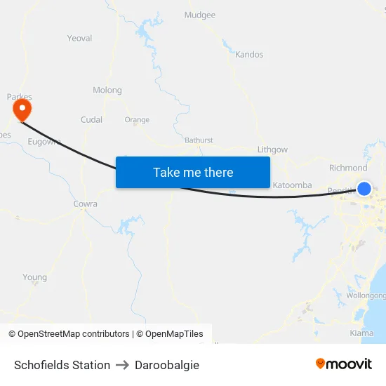 Schofields Station to Daroobalgie map