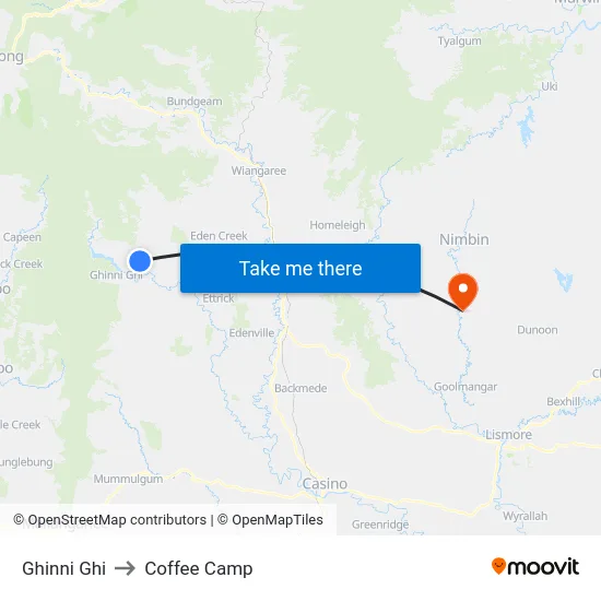 Ghinni Ghi to Coffee Camp map