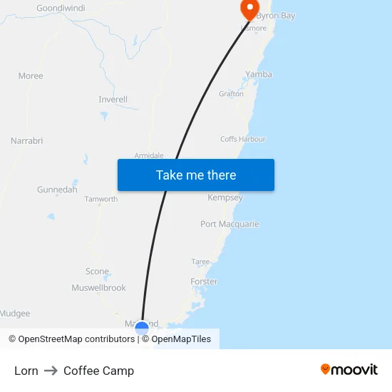 Lorn to Coffee Camp map