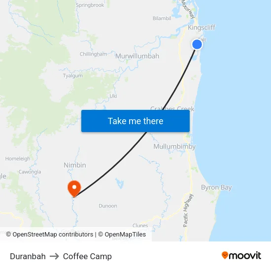 Duranbah to Coffee Camp map