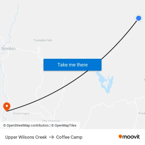 Upper Wilsons Creek to Coffee Camp map