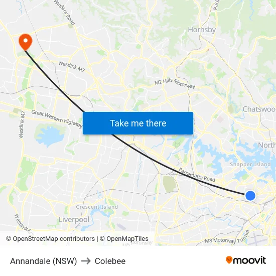 Annandale (NSW) to Colebee map