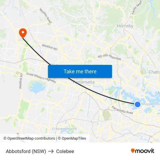 Abbotsford (NSW) to Colebee map