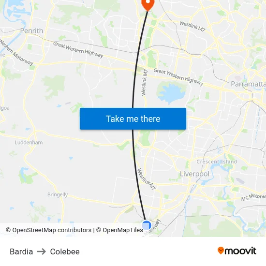 Bardia to Colebee map