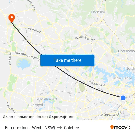 Enmore (Inner West - NSW) to Colebee map