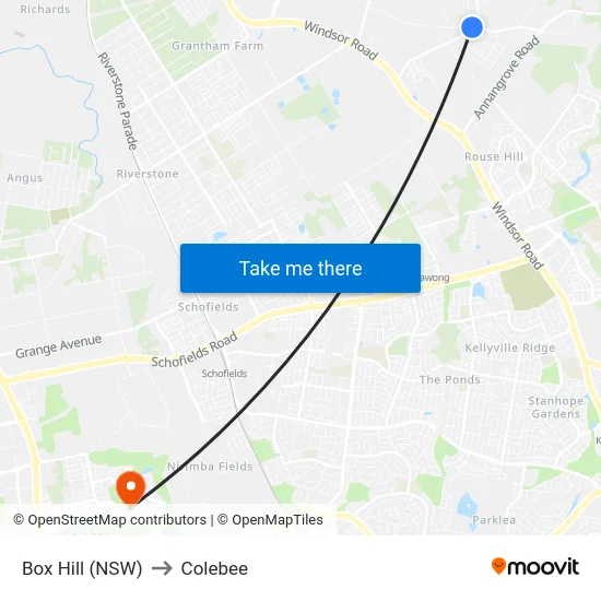 Box Hill (NSW) to Colebee map