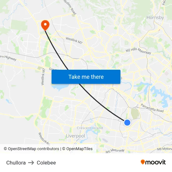 Chullora to Colebee map