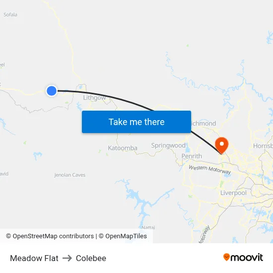 Meadow Flat to Colebee map