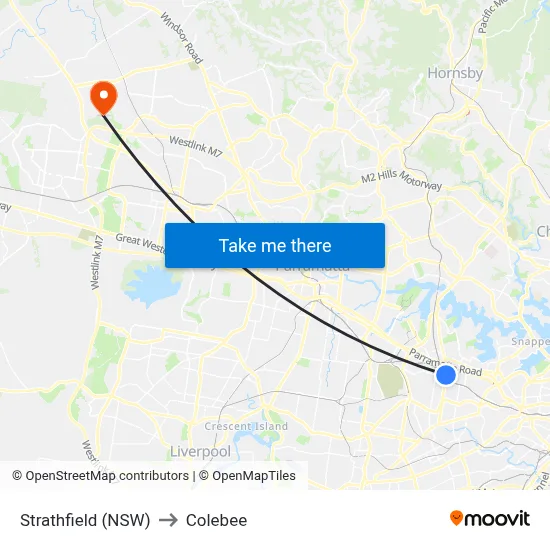 Strathfield (NSW) to Colebee map