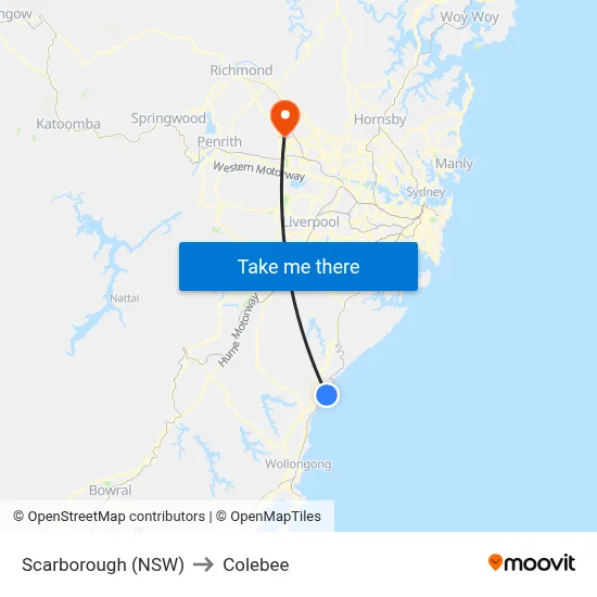 Scarborough (NSW) to Colebee map