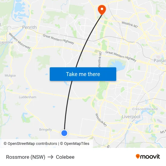 Rossmore (NSW) to Colebee map